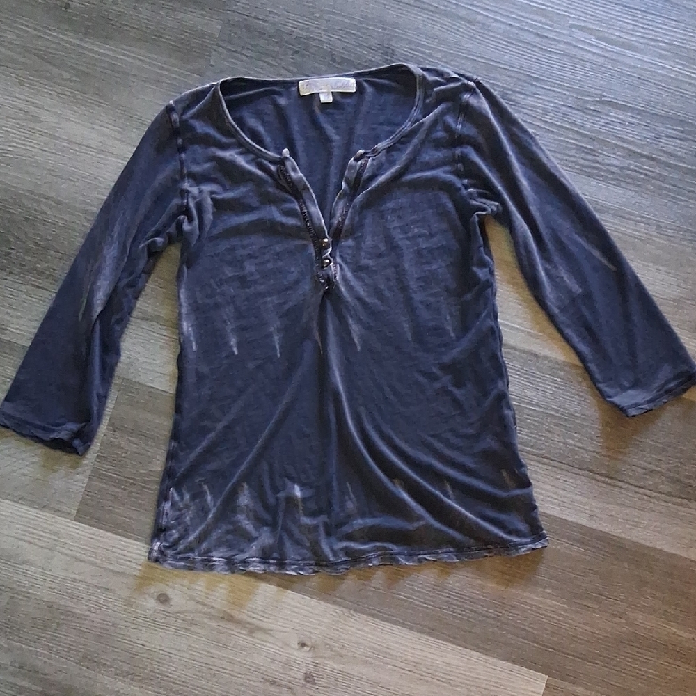 Vintage 90s Y2K Soft Knit Henley Top Shirt M